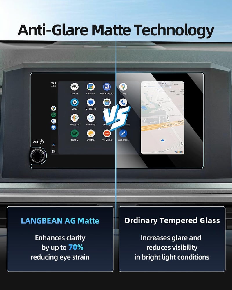 LANGBEAN Anti-Glare Matte 8-Inch Screen Protector for 2024-2025 Tacoma (SR/SR5/RD PreRunner) Infotainment Touchscreen, 9H Tempered Glass/Anti-Fingerprint 2025 Tacoma Accessories - Image 3